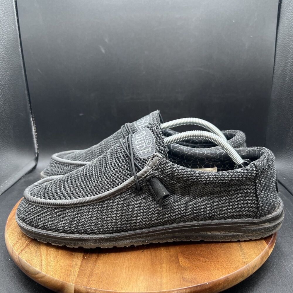 Hey Dude Wally Sox Men’s Size 12 Micro Total Black Shoes Slip On Sneakers